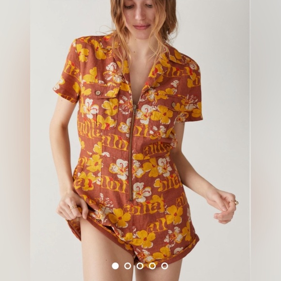 NWOT Urban Outfitters Redhook Linen Coverallromper